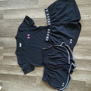 Under Armour Black Tee and Two Shorts Bundle S
